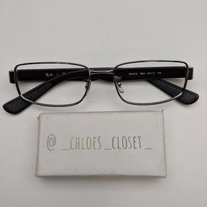 Ray-Ban Black and Silver Rectangular Glasses